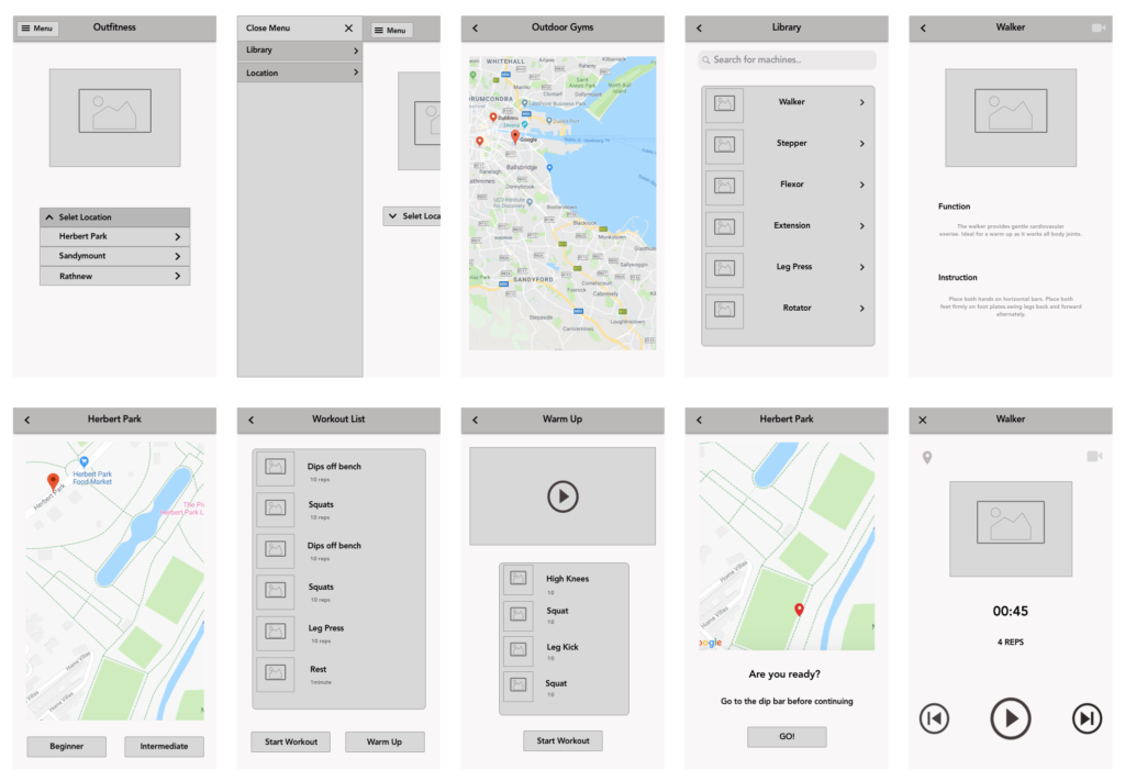 workout wireframes - UI & UX Design