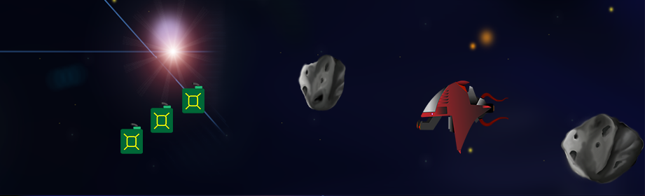 Graphic of Astro-LL gameplay in dark space
