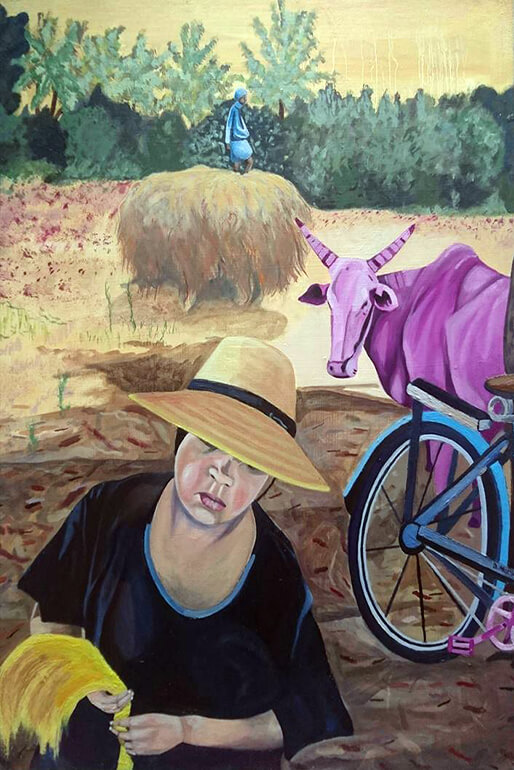 Working in India|Oil Painting|Bram Mottiar
